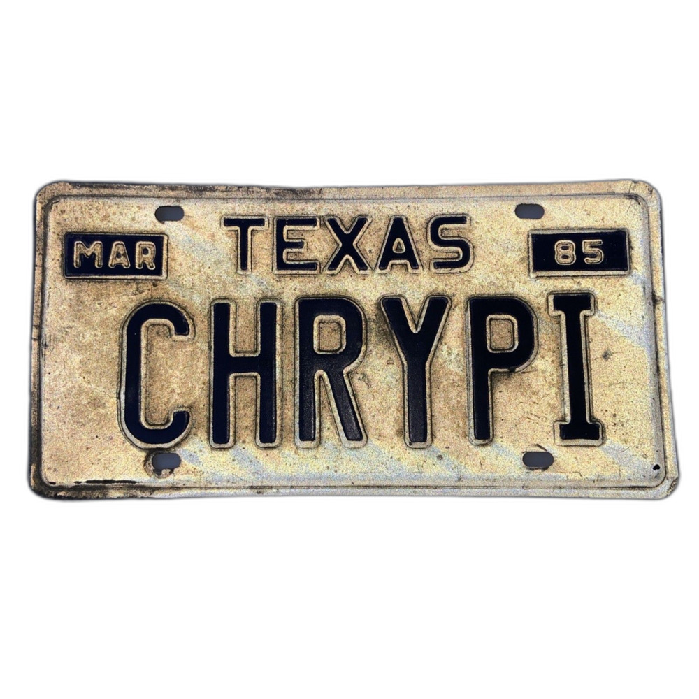 1985 Texas License Plate CHRYPI Vanity License Plate